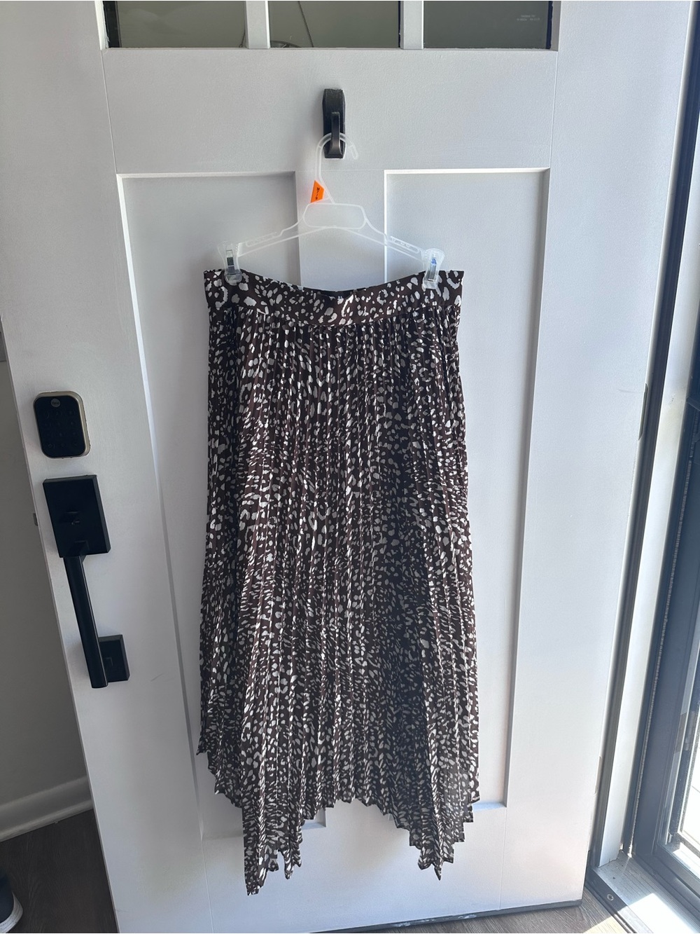 Pleated Animal-Print Midi Skirt - Brown/White.